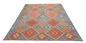 Tappeto Kilim Geometrico Blu Rosso 175x250 Cm