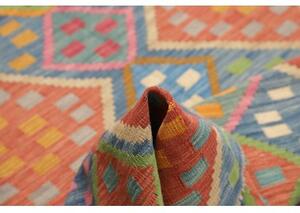 Tappeto Kilim Geometrico Blu Rosso 175x250 Cm