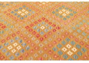 Tappeto Kilim Stilizzato Giallo Senape Rosso 199x299 Cm