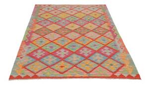 Tappeto Kilim Geometrico Rosso Corallo Multicolore 120x183 Cm