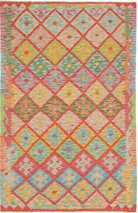 Tappeto Kilim Geometrico Rosso Corallo Multicolore 120x183 Cm