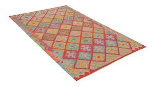 Tappeto Kilim Geometrico Rosso Corallo Multicolore 120x183 Cm