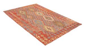 Tappeto Kilim Geometrico Rosso Ruggine Beige 125x184 Cm