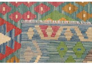 Tappeto Kilim Geometrico Verde Petrolio Multicolore 127x173 Cm