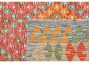 Tappeto Kilim Geometrico Rosso Corallo Beige 179x247 Cm