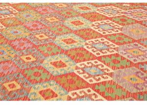 Tappeto Kilim Geometrico Rosso Multicolore 205x296 Cm