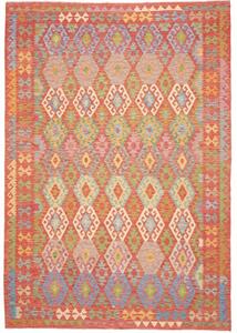 Tappeto Kilim Geometrico Rosso Multicolore 205x296 Cm