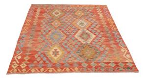 Tappeto Kilim Geometrico Rosso Ruggine Beige 125x184 Cm