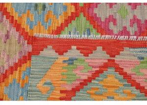 Tappeto Kilim Geometrico Rosso Corallo Multicolore 120x183 Cm