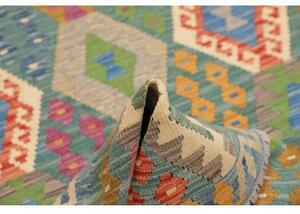 Tappeto Kilim Geometrico Verde Petrolio Multicolore 127x173 Cm