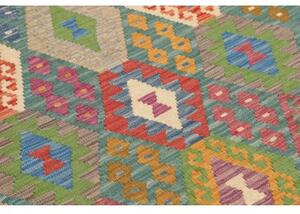 Tappeto Kilim Geometrico Verde Petrolio Multicolore 127x173 Cm