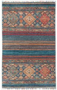 Tappeto Istintia Geometrico Blu Petrolio Rosso Mattone 96x152 Cm