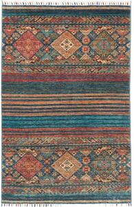 Tappeto Istintia Geometrico Blu Petrolio Rosso Mattone 99x151 Cm