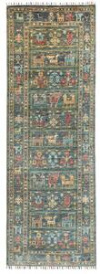 Tappeto Istintia Figurativo Verde Petrolio Beige Corsia 77x238 Cm