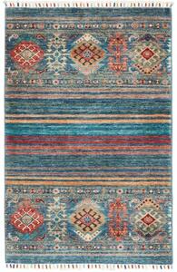 Tappeto Istintia Geometrico Blu Petrolio Rosso Mattone 80x125 Cm