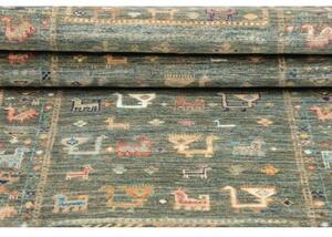 Tappeto Istintia Figurativo Verde Petrolio Beige Corsia 77x297 Cm