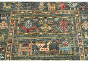 Tappeto Istintia Figurativo Verde Petrolio Beige Corsia 77x238 Cm