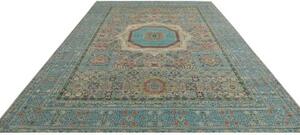 Tappeto Kairo Medaglione Blu Petrolio Beige 278x377 Cm