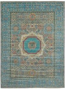 Tappeto Kairo Medaglione Blu Petrolio Beige 278x377 Cm
