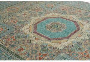 Tappeto Kairo Medaglione Blu Petrolio Beige 278x377 Cm