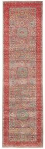 Tappeto Kairo Medaglione Rosso Mattone Grigio Azzurro Corsia 81x300 Cm