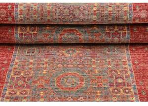 Tappeto Kairo Medaglione Rosso Mattone Grigio Azzurro Corsia 81x300 Cm