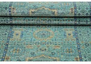 Tappeto Kairo Medaglione Verde Petrolio Blu Corsia 80x248 Cm