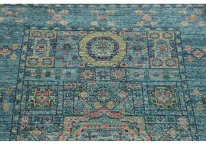 Tappeto Kairo Geometrico Verde Petrolio Blu Corsia 77x205 Cm
