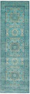 Tappeto Kairo Medaglione Verde Petrolio Blu Corsia 80x248 Cm