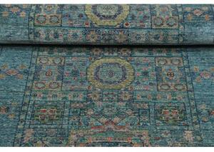 Tappeto Kairo Geometrico Verde Petrolio Blu Corsia 77x205 Cm