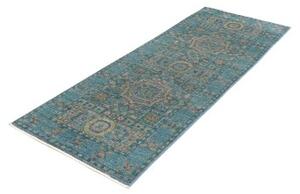 Tappeto Kairo Geometrico Verde Petrolio Blu Corsia 77x205 Cm