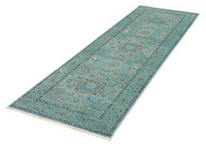 Tappeto Kairo Medaglione Verde Petrolio Blu Corsia 80x248 Cm