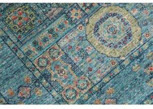 Tappeto Kairo Geometrico Verde Petrolio Blu Corsia 77x205 Cm