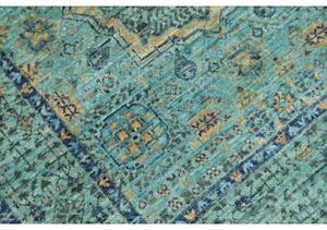Tappeto Kairo Medaglione Verde Petrolio Blu Corsia 80x248 Cm