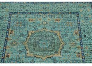 Tappeto Kairo Medaglione Verde Petrolio Blu Corsia 80x248 Cm