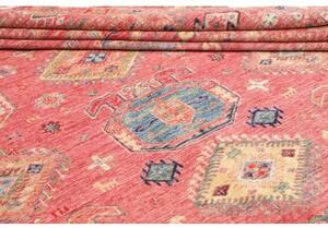 Tappeto Kazak Fine Geometrico Rosso Antico Blu Cobalto 253x316 Cm