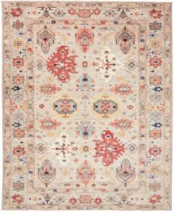 Tappeto Kazak Fine Stilizzato Grigio Chiaro Rosso 247x303 Cm