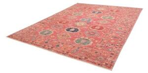 Tappeto Kazak Fine Geometrico Rosso Antico Blu Cobalto 253x316 Cm