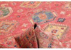 Tappeto Kazak Fine Geometrico Rosso Antico Blu Cobalto 253x316 Cm