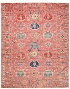 Tappeto Kazak Fine Geometrico Rosso Antico Blu Cobalto 253x316 Cm