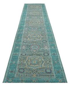 Tappeto Kairo Stilizzato Verde Petrolio Blu Corsia 82x396 Cm