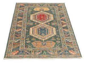 Tappeto Kazak Fine Geometrico Verde Petrolio Beige 82x123 Cm