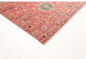 Tappeto Kazak Fine Geometrico Rosso Antico Blu Cobalto 253x316 Cm