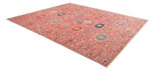 Tappeto Kazak Fine Geometrico Rosso Antico Blu Cobalto 253x316 Cm