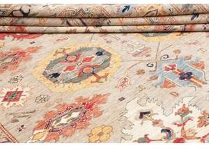 Tappeto Kazak Fine Stilizzato Grigio Chiaro Rosso 247x303 Cm