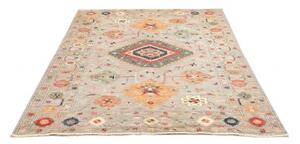 Tappeto Kazak Fine Stilizzato Grigio Chiaro Multicolore 150x203 Cm