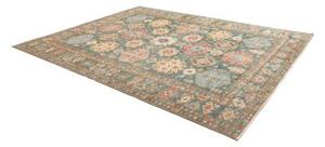 Tappeto Kazak Fine Stilizzato Verde Petrolio Rosso Mattone 245x314 Cm