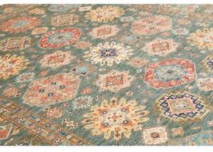 Tappeto Kazak Fine Stilizzato Verde Petrolio Rosso Mattone 245x314 Cm