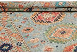 Tappeto Kazak Fine Geometrico Celeste Arancione 126x192 Cm