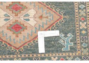 Tappeto Kazak Fine Geometrico Blu Petrolio Beige Corsia 83x300 Cm